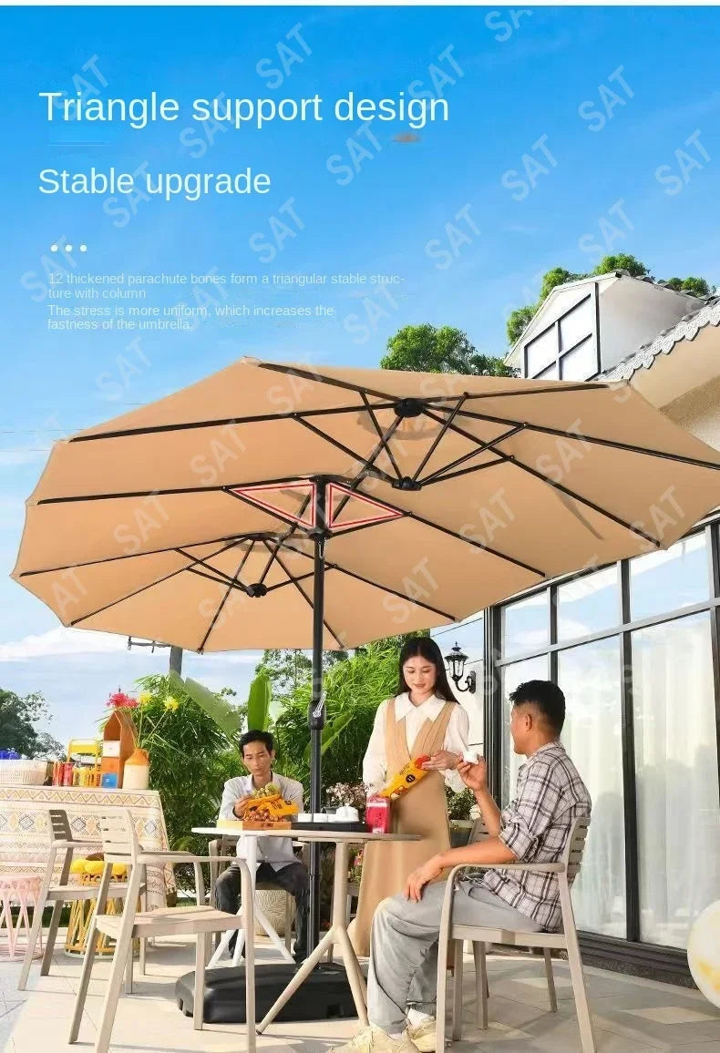-Three-headed Parasol Outdoor Courtyard Leisure Umbrella With Big Umbrella Set Outside And Big Umbrella Stall Outdoor Garden