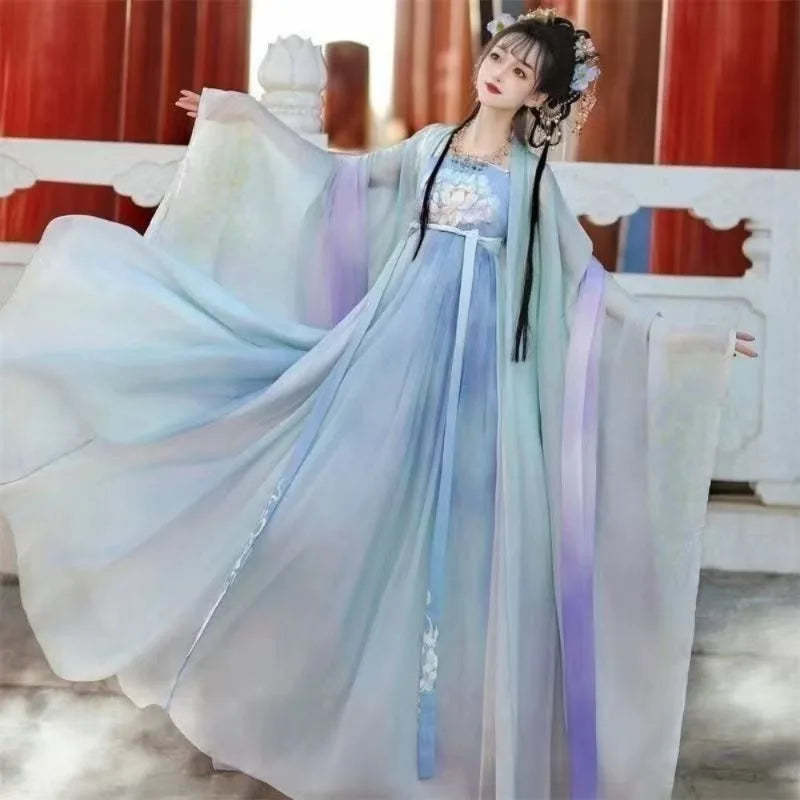 Vintage Party Fairy Dress Print Ethnic Style Stage Hanfu Dress Cosplay Costumes Traditional Chinese Clothing for Women Clothes