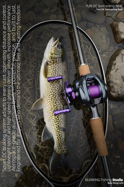 BEARKING YURI-DC Baitcasting Reel 5+1BB 7.1:1 158g Carbon Frame G1 Aluminum Gear Intelligent DC Brake Felt Drag Washer