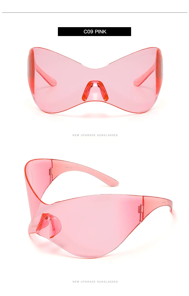 Protective Glasses New Oversized Y2K Punk Rimless Sunglasses Women Men Brand Designer Hip Hop Sport One Piece Sun Glasses Shades