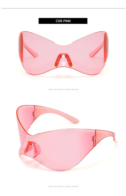 Protective Glasses New Oversized Y2K Punk Rimless Sunglasses Women Men Brand Designer Hip Hop Sport One Piece Sun Glasses Shades