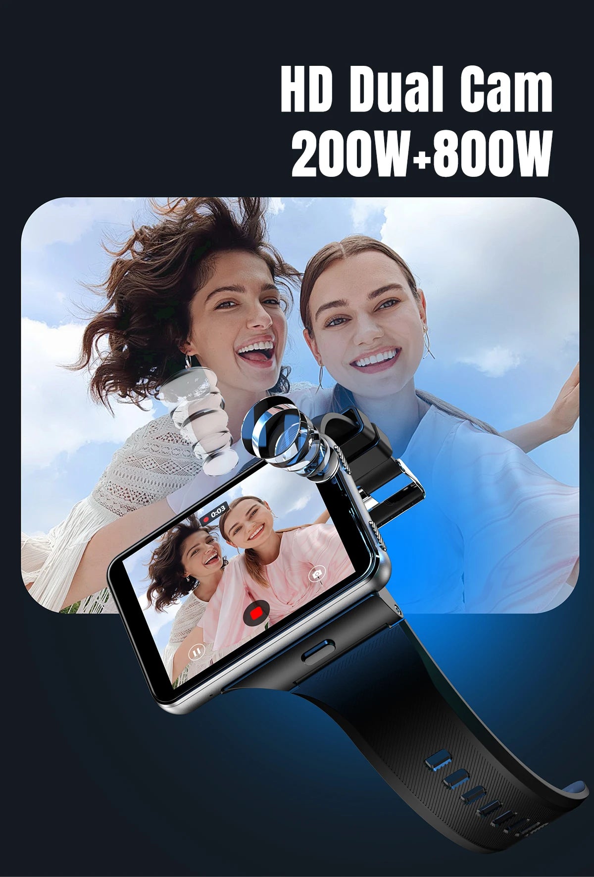 Factory S999 4G Smart Watch Android 11 OS MTK6761 Quad Core 4GB 64GB 2.88" HD Large Screen Smartwatch 2.0MP+8.0MP Dual Camera