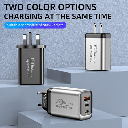 150W USB Type C Charger USB QC3.0 Fast Charging Mobile Phone Charger Travel Adapter For iPhone 17 Samsung Xiaomi EU/UK/US Plug