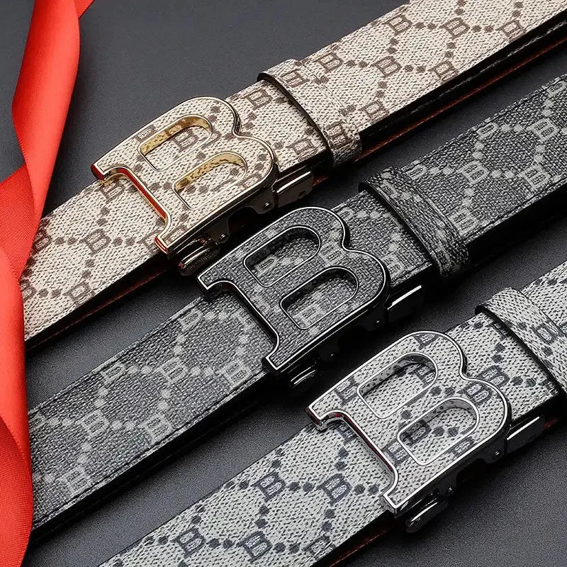 High Quality 3.4cm Leather Business Men Belt Luxury Brand Designer famous  work Belts for men Jeans Strap Male Buckle belt