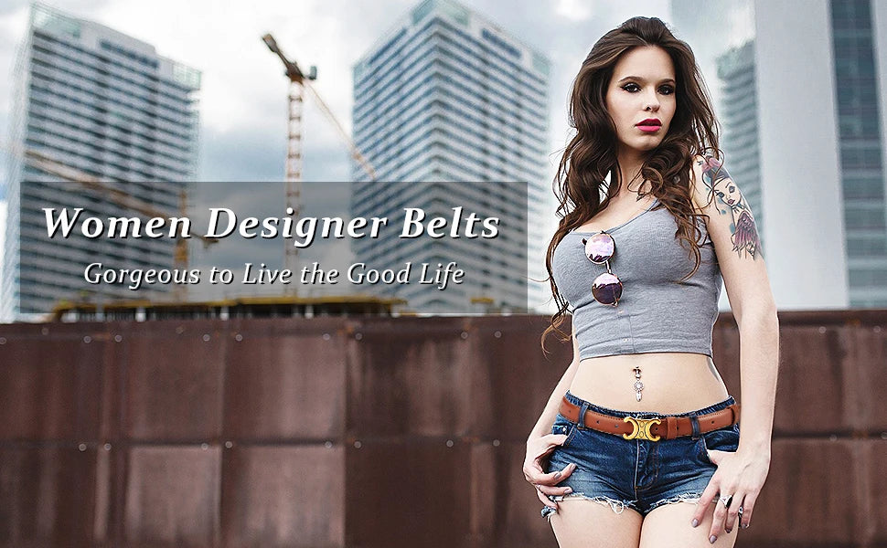 Luxury Women's Belt, Gold Buckle, Genuine Leather Belt, Fashion Style  Match with Jeans, Skirts, Top Quality Belt for Women