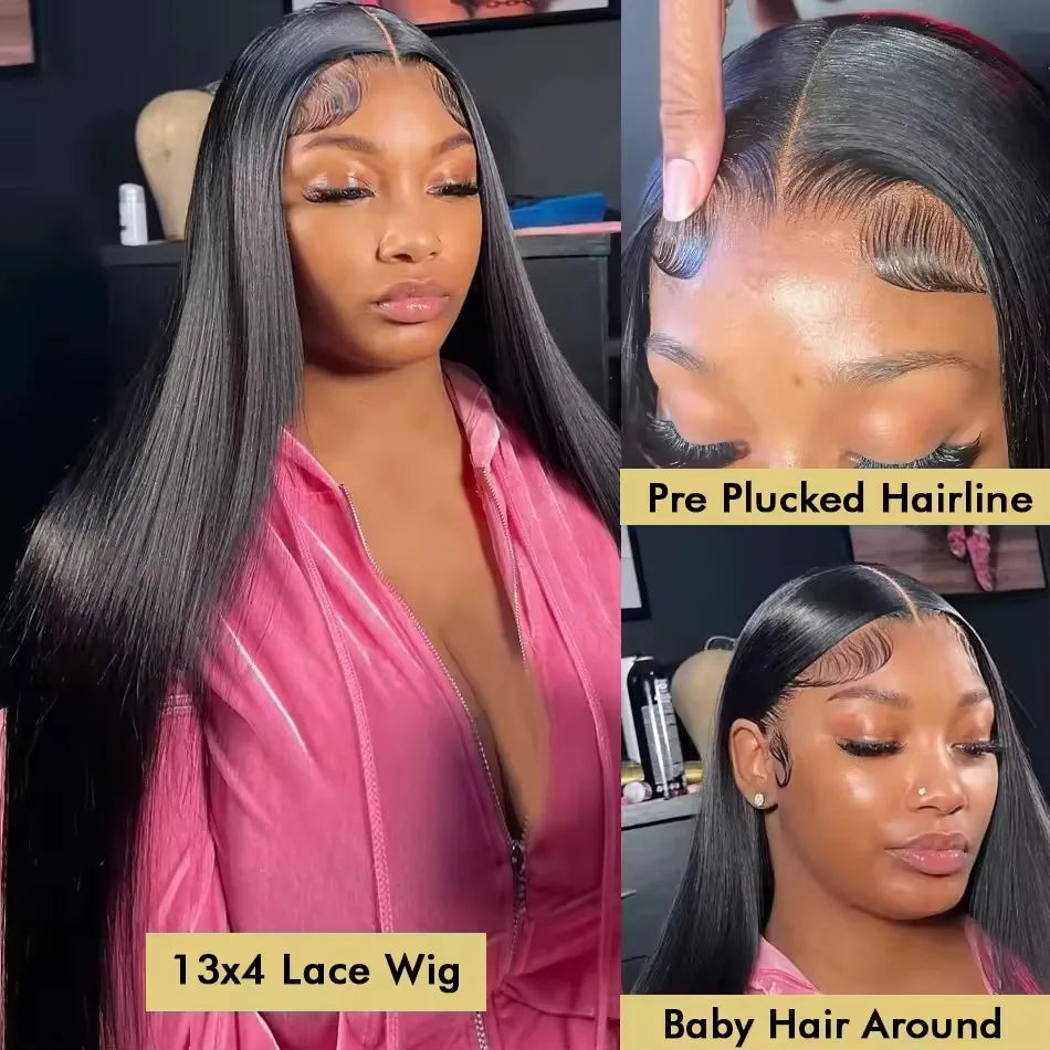 13x6 Bone Straight Hd Transparent 13x4 Lace Front Human Hair Wig 30 40 Inch For Women Pre Plucked With Baby Hair Lace Front Wigs