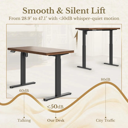 Home Office Furniture Set, 48 x 24 Electric Standing Desk and File Cabinet with 5 Drawes,1.18" Thickness, Customized
