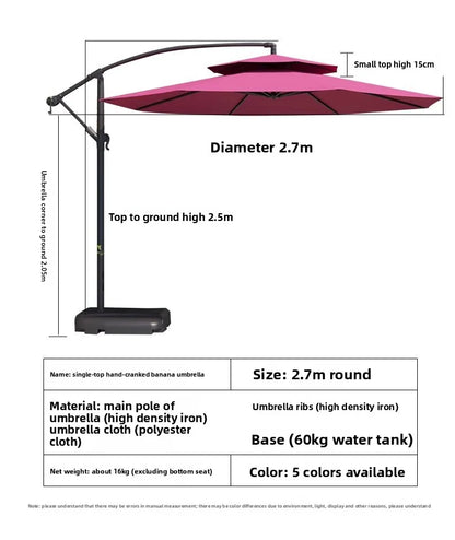 Courtyard Large Square Outdoor Sunshade Umbrella with Solar Lights Metal Frame Beach Balcony Stall Beach Umbrella
