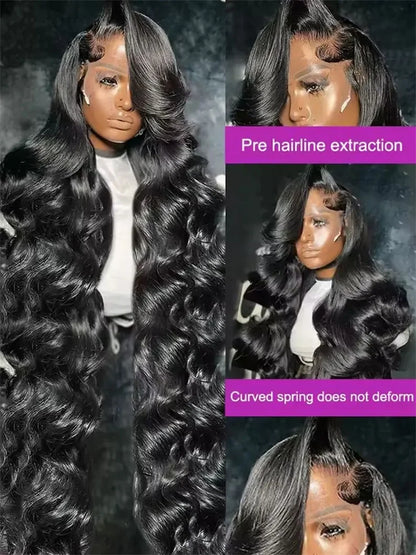 100% Human Hair Body Wave Lace Front Wig 300% Density 40 Inch Wigs 360 4x4 13x4 13x6 HD Lace Frontal Wig Brazilian Natural Black