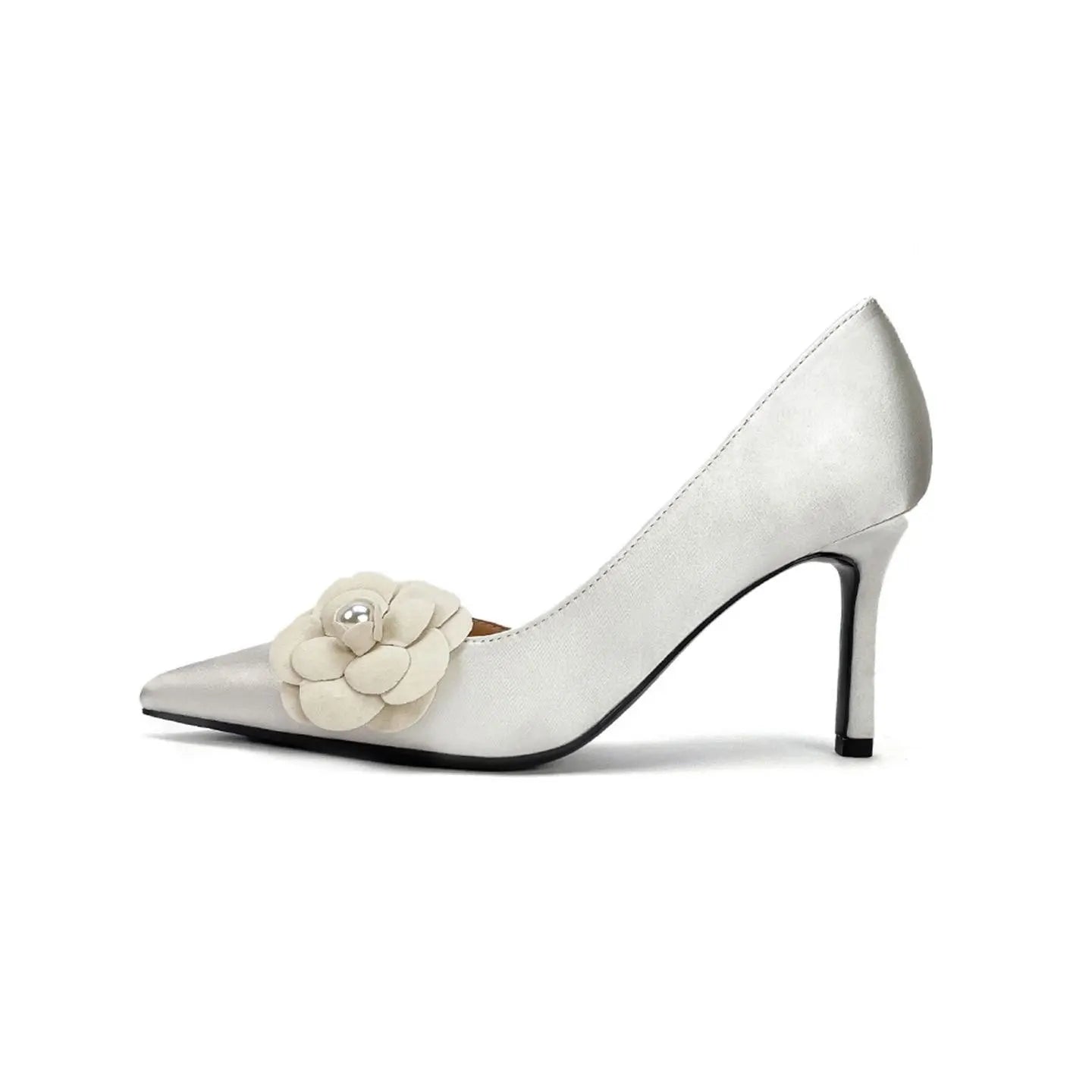 Two Piece High Heel Women's Shoes with Silk Satin Flower Decoration Women's High Heel Sandals Luxury Designer Women's Shoes