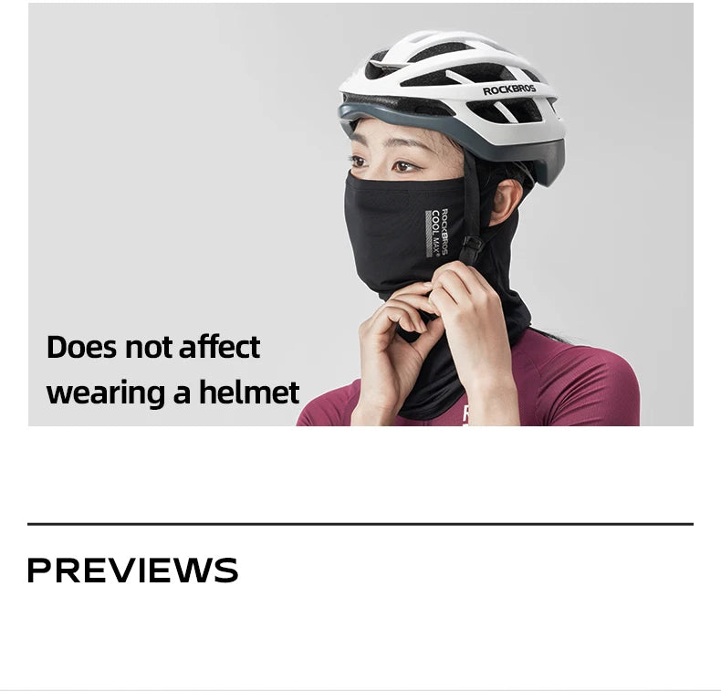 ROCKBROS Ice Silk Cycling Face Mask Summer Anti-UV Quick Dry Breathable Bike Scarf Mask  Fishing Riding Bandana Face Neck Cover