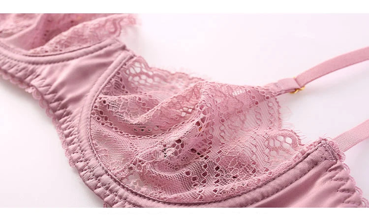 CINOON Fancy Sexy Women's Underwear Set Lace Erotic Brassiere Female Lingerie Thin Transparent Bra Set Push Up Bra And Panty Set