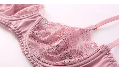 CINOON Fancy Sexy Women's Underwear Set Lace Erotic Brassiere Female Lingerie Thin Transparent Bra Set Push Up Bra And Panty Set