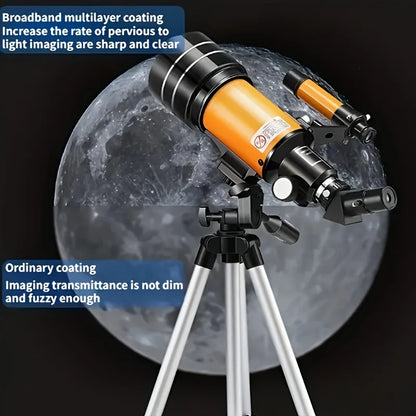 150x zoom HD night vision F30070 high power professional astronomical telescope to observe the moon with low tripod