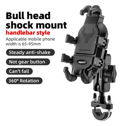 ROCKBROS Motorcycle Bike Phone Holder Adjustable with Shock Absorber Module Nonslip Bike Phone Stand