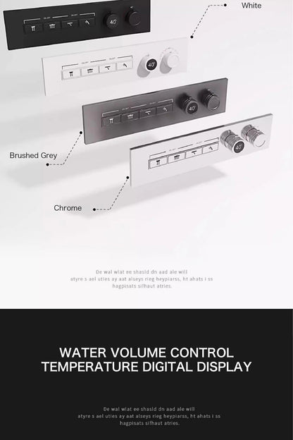 Luxury gun gray brass shower system with ceiling design Hidden LED digital display Dual control of Hot & Cold  bathroom Faucet