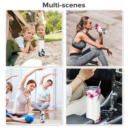 Sublimation Tumblers Blanks 20 oz 25 Pack Skinny Straight Tumblers Bulk Stainless Steel Insulated Sublimation Cups with Lid and