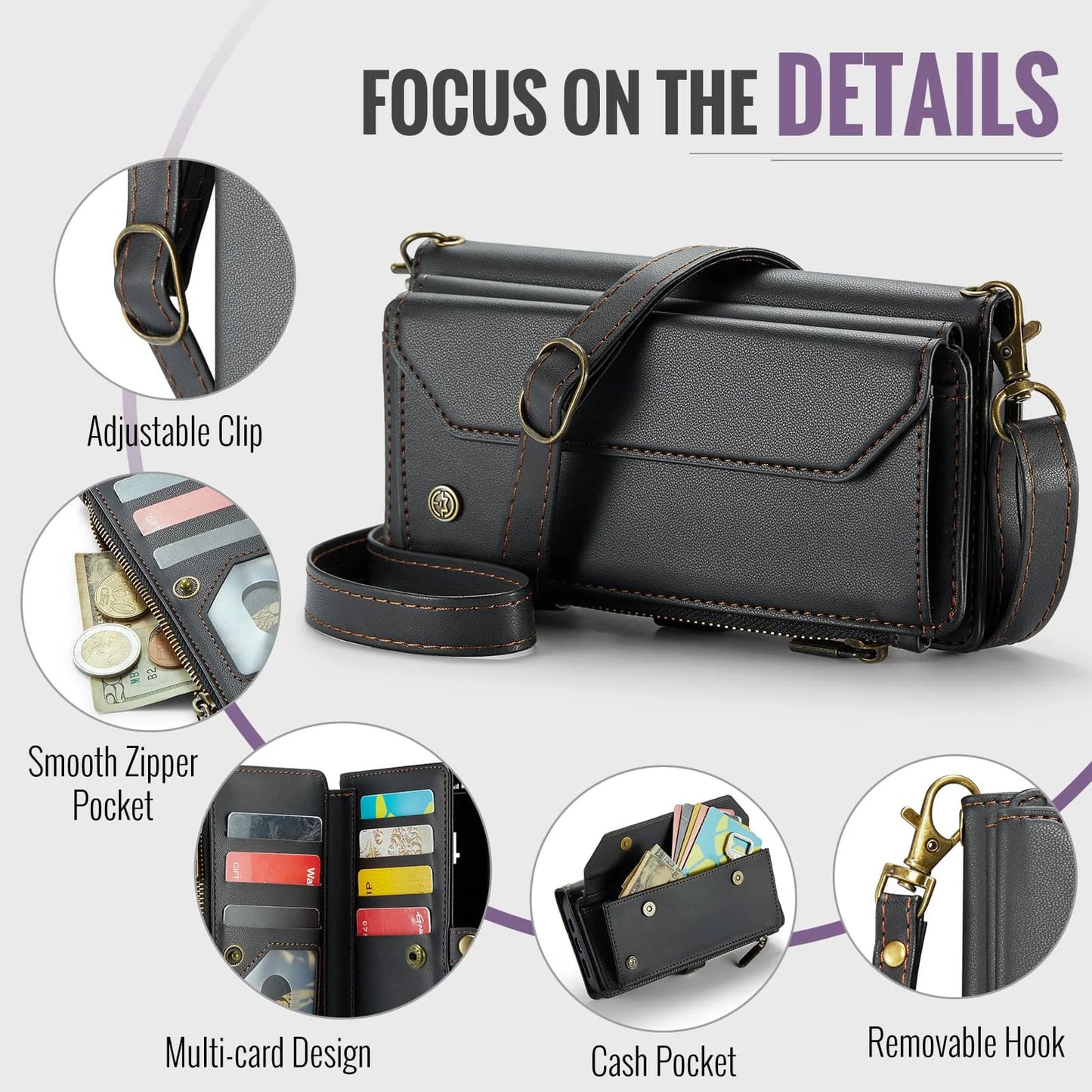 Crossbody Wallet Case for iPhone 17 Pro Max iPhon Air 17 Pro,RFID Blocking, 7-10 Card Slots, PU Leather Flip Wristlet with Strap