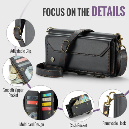 Crossbody Wallet Case for iPhone 17 Pro Max iPhon Air 17 Pro,RFID Blocking, 7-10 Card Slots, PU Leather Flip Wristlet with Strap