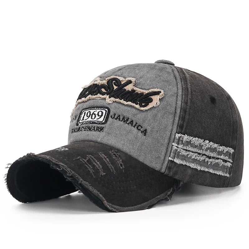 Scratched Brushed Patch Letter Embroidery Distressed Adjustable Cotton Hard Top Baseball Cap Sun Hat Trucker Caps Dad Hats