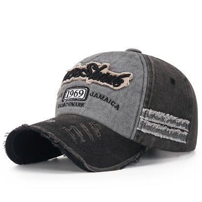 Scratched Brushed Patch Letter Embroidery Distressed Adjustable Cotton Hard Top Baseball Cap Sun Hat Trucker Caps Dad Hats