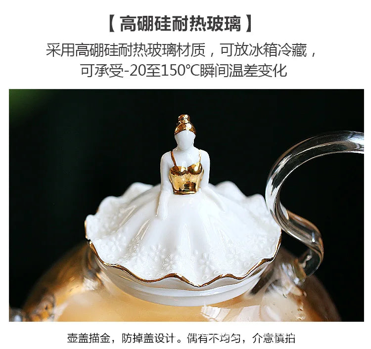 Nordic Afternoon Tea Set Flower Tea Cup Set Boiled Fruit Teapot Candle Heated Teapot Home Gifr