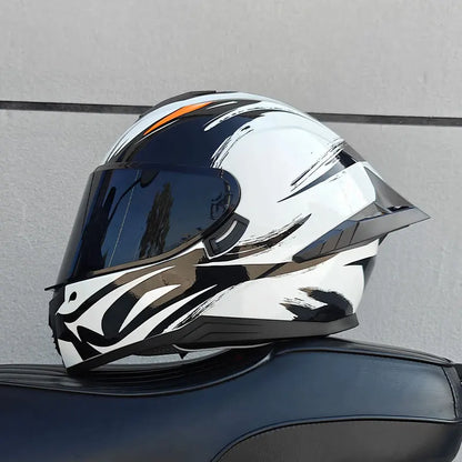 Motorcycle helmet, men's and women's dual lens full face helmet, motorcycle sports car, all season full face helmet