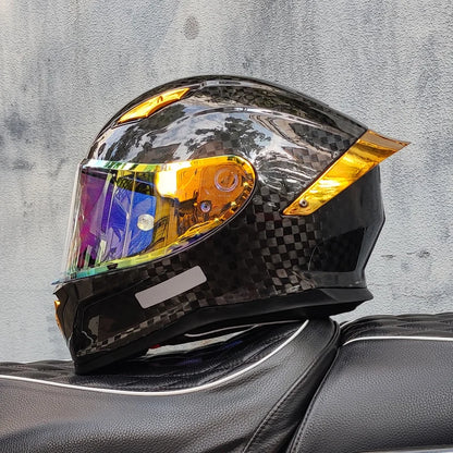 ORZ Carbon Fiber Motorcycle Helmet Four Seasons Full Face DOT Approved Unisex