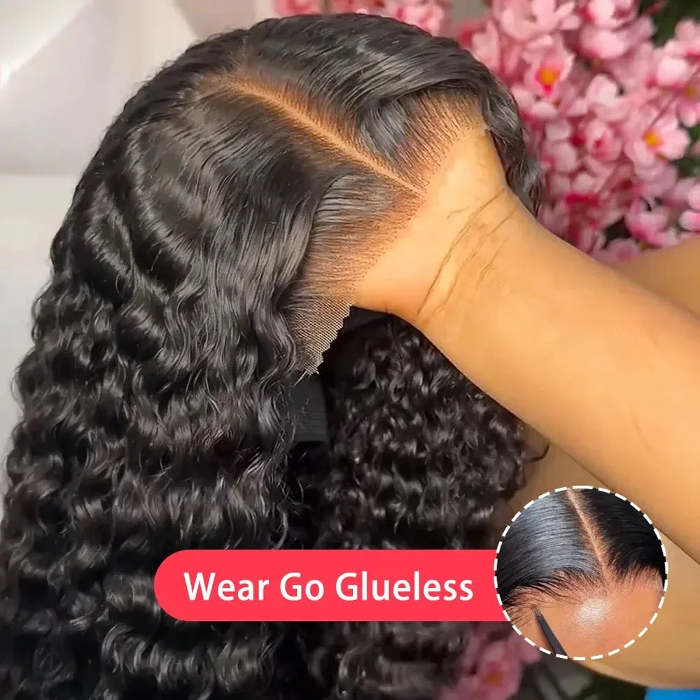 13x6 HD Lace Loose Deep Wave Frontal Wigs 42 Inch Deep Curly Lace Front Human Hair Wigs Preplucked Glueless Wig Human Hair