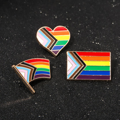 Pride Rainbow Flags LGBT Enamel Pins Brooch Inclusive Progress Heart Flag Badge Brooch Clothes Bag Decorations Accessories