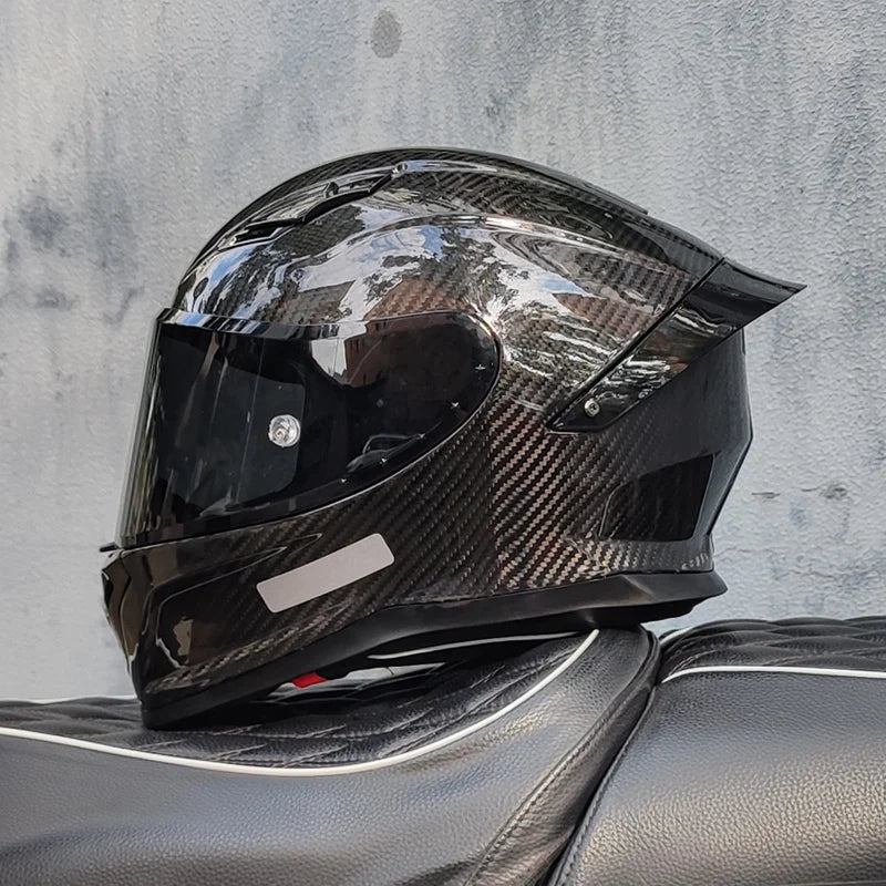 ORZ Carbon Fiber Motorcycle Helmet Four Seasons Full Face DOT Approved Unisex