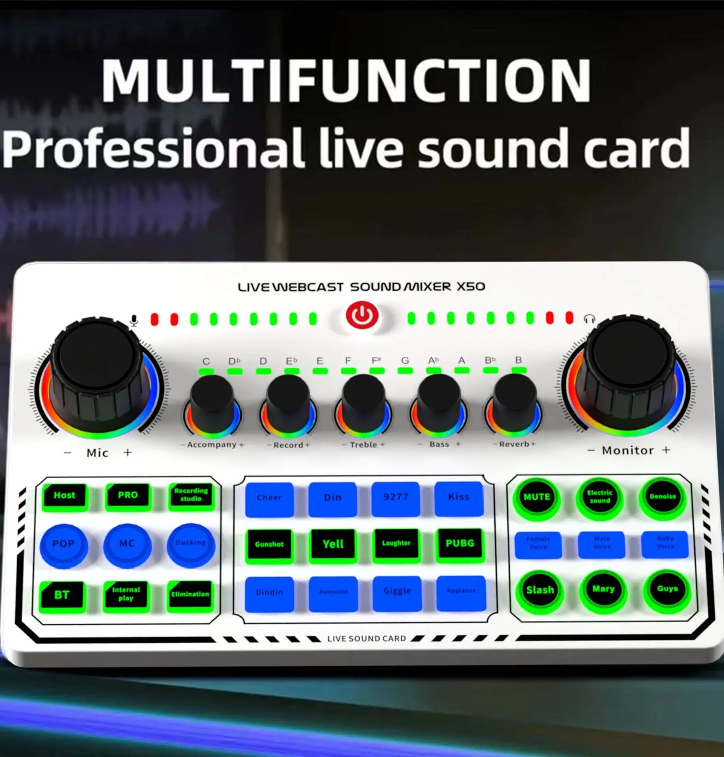 X50 Podcast Recording Equipment with Podcast Mixer Sound Card for Live Streaming Voice Changer DJ Audio Mixer Interface