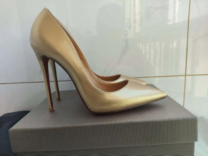 35-48 size slim high heels women's high heels sexy pointed wedding shoes party high heels patent leather neutral shoes