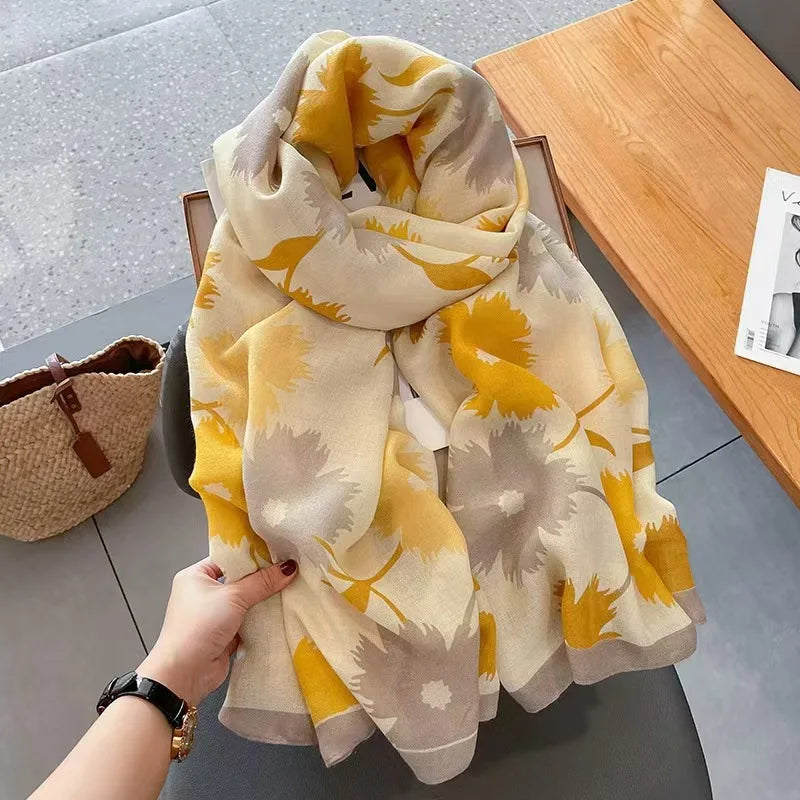 Autumn and Winter Scarf Large Size Cotton and Hemp Women's Cold proof Outdoor Versatile Warm Fashion Korean Edition Fashion Scar