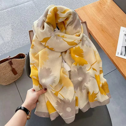Autumn and Winter Scarf Large Size Cotton and Hemp Women's Cold proof Outdoor Versatile Warm Fashion Korean Edition Fashion Scar