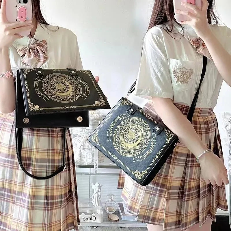 Y2K Magic Book Lolita Ita Bag Gothic Shoulder Bag Girls Transparent Pocket Cute Crossbody Handbags Women's Mini Backpacks Purse