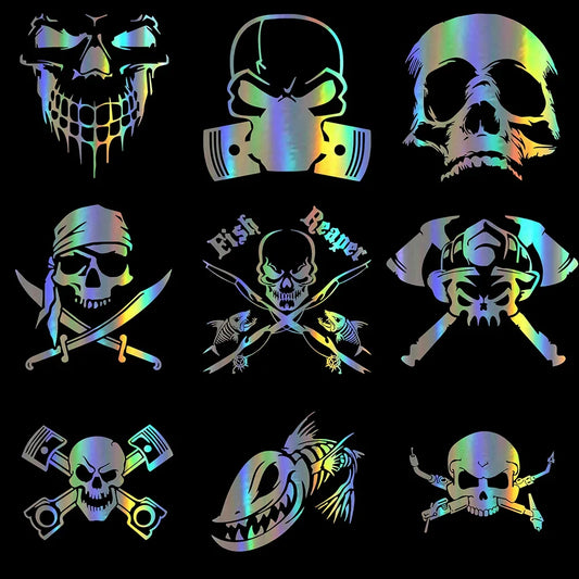 Fashion Skull Series Car Sticker Vinyl Reflective Funny Stickers on Auto 3D Motorcycle Moto Stickers and Decals Car Styling