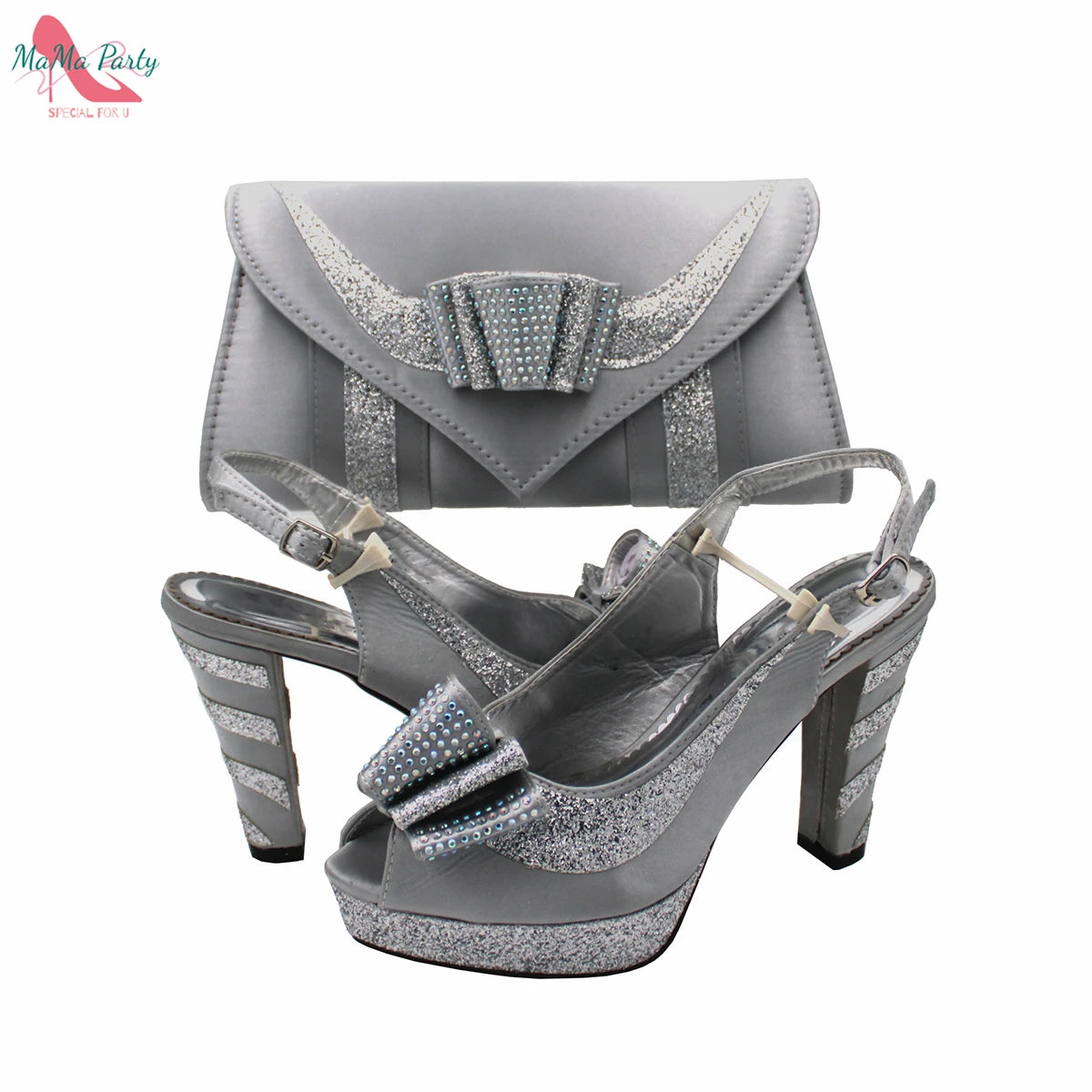 2025 Red Elegant Style Italian Women Shoes Matching Hand Bag Set  Slingbacks Sandals with Platform for Party