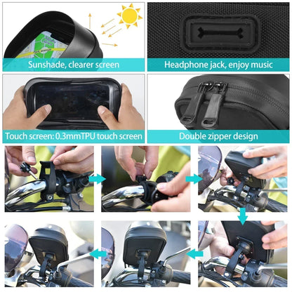Bicycle Motorcycle Waterproof 360° Rotation Front Frame Phone Holder Easy Universal Navigation Smartphone Bracket For All Phones