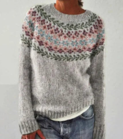 2025 Spring Knitted Women Sweater Print O-neck Long Sleeve Casual Loose Sweaters Female Winter Elegant Trendy Ladies Clothes