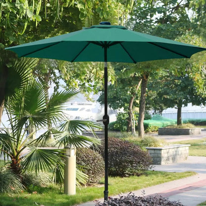 8 Ribs Green Patio Umbrella with 9' Diameter for Outdoor Tables