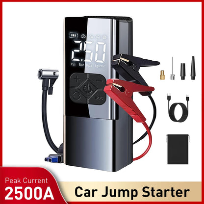 2500A Professional Car Starter Car Booster with 150PSI Air Compressor Power Bank Portable Charger for Car Battery Jump Starter
