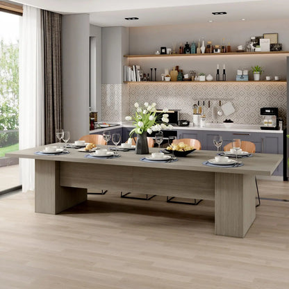 Dining Table for 10-12 People, 118-Inch Rectangular Wood Kitchen Table with Thicken Tabletop, Heavy Duty Office, Customized