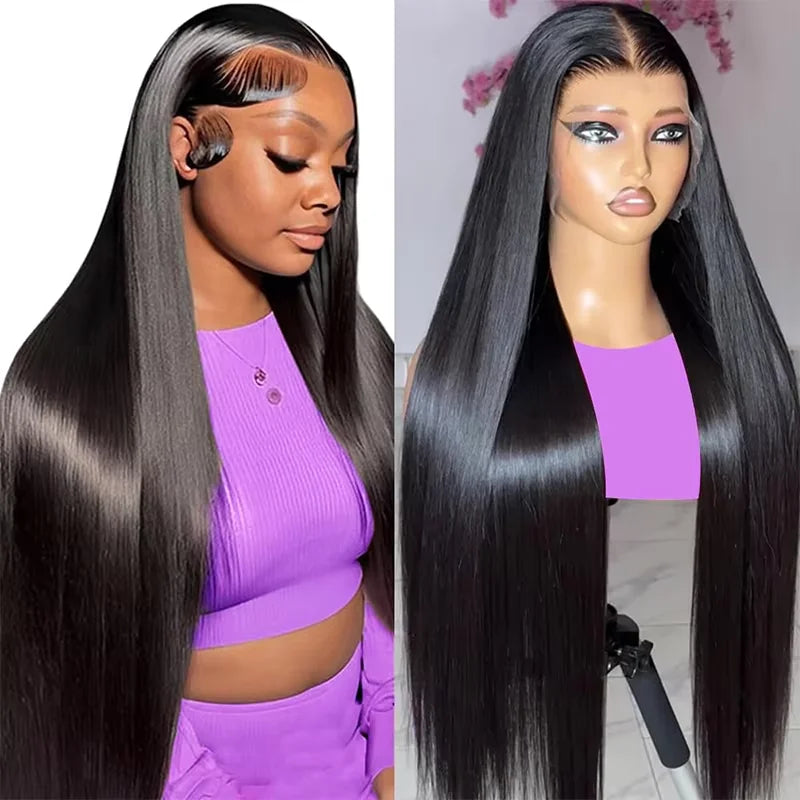 40 50 Inch 13x6 Bone Straight HD Transparent Lace Frontal Wig 250 Density Lace Front Human Hair Wigs 360 Full Lace Wig For Women