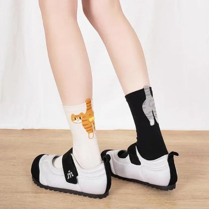 Cute Cat Socks with Balls Funny Cotton Socks Breathable Soft Cotton Socks Girl Women Socks Novelty Gifts for Cat Lovers