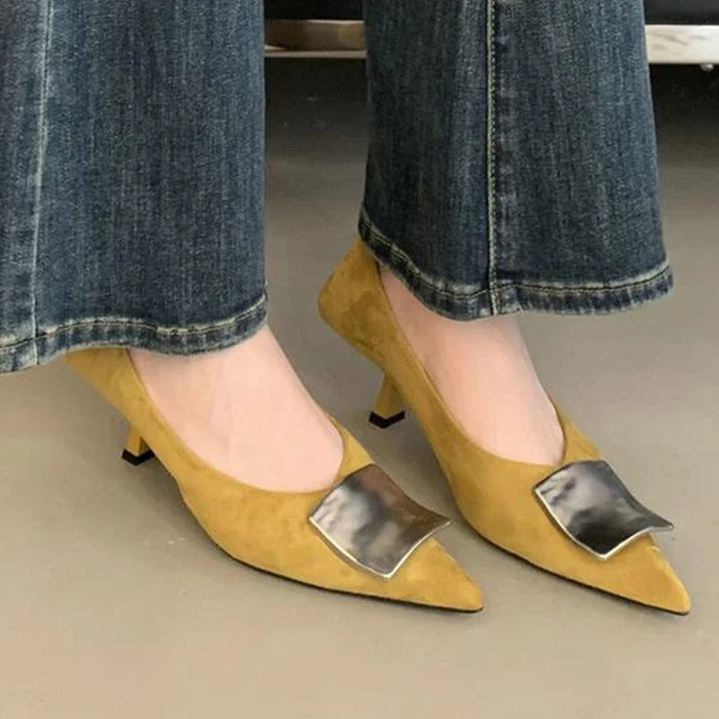 High Heels Women's Shoes Pointed Toe Fashion Sexy Shoes Suede Luxury Designer Pumps Autumn New Elegant Dress Zapatos Mujer