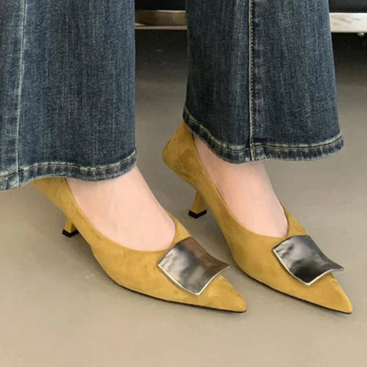 High Heels Women's Shoes Pointed Toe Fashion Sexy Shoes Suede Luxury Designer Pumps Autumn New Elegant Dress Zapatos Mujer