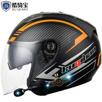 HOT DOT Approved Open Face 3/4 Motorcycle Helmet with Build-In Bluetooth Headset Earphone and Detachable Liner for honda