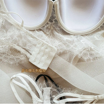 Women Lace Push Up Bra Wireless Thin Cotton Underwire Shaping Bras Anti Sagging Bralette 2 Piece Panty Set Sexy Lingerie S-XL