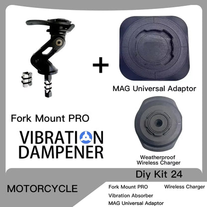Motorcycle Handlebar Stem Fork Mount Holder Phone Mount Vibration Dampener MAG Universal Adaptors Wireless Charger Mirror Brake